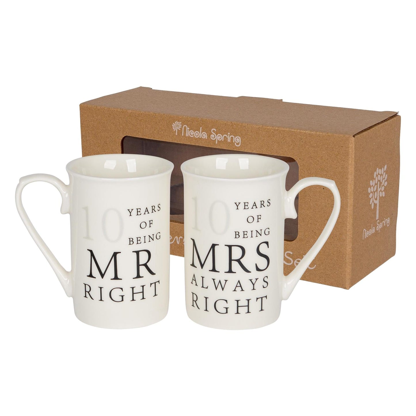 10th Anniversary New Bone China Mug Set - 300ml