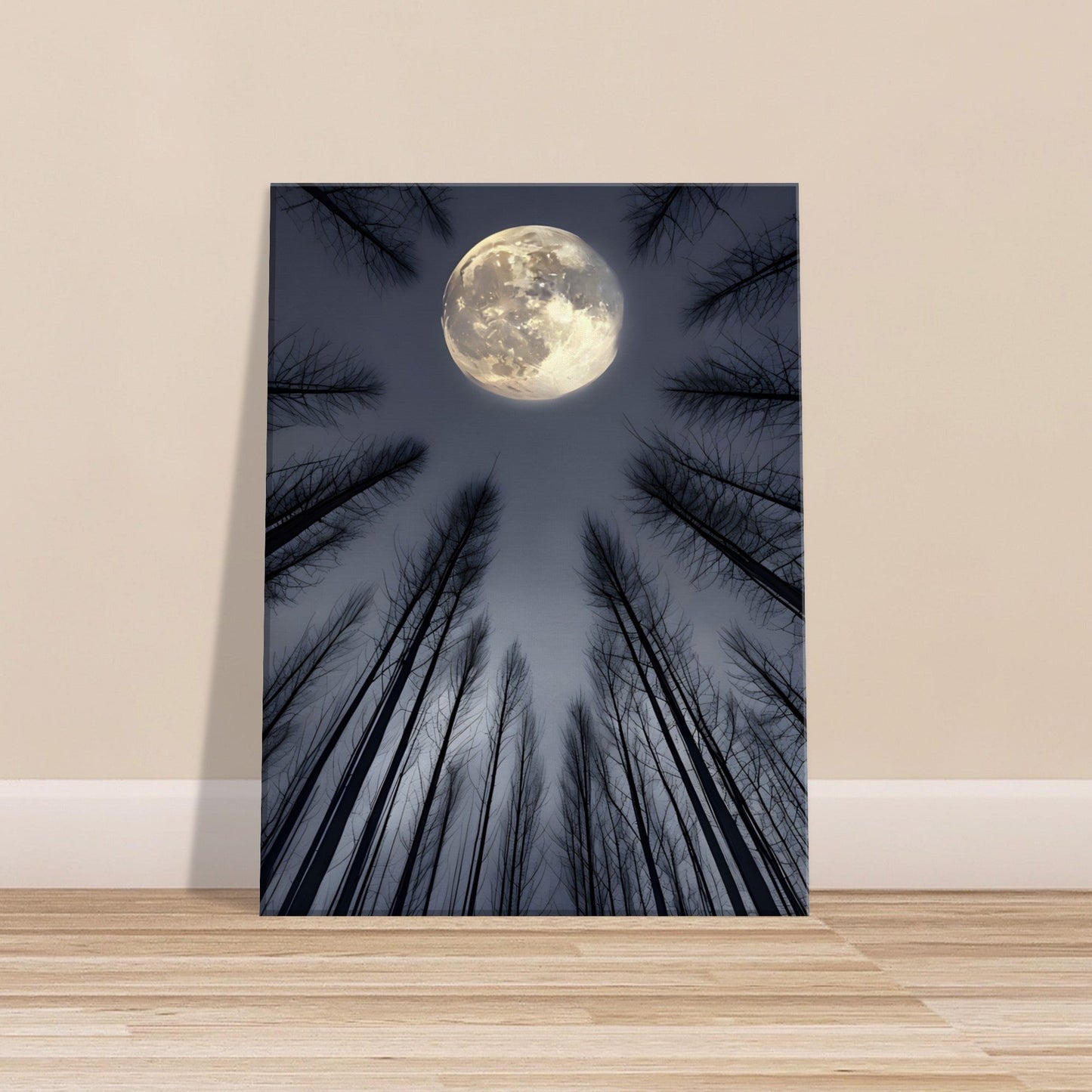 Ethereal Night Landscape Canvas – Glowing Moon & Forest Scene
