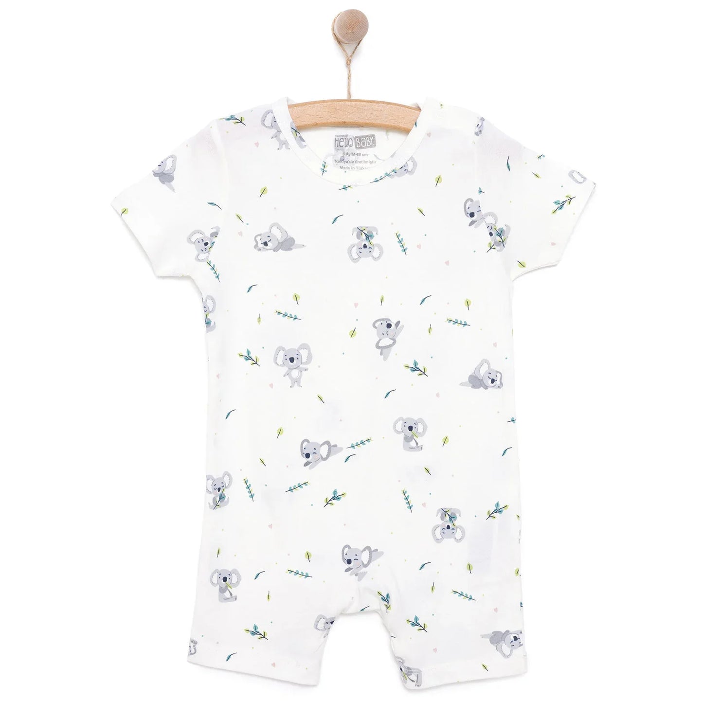 HelloBaby Newborn Boy Short Overalls - Ecru