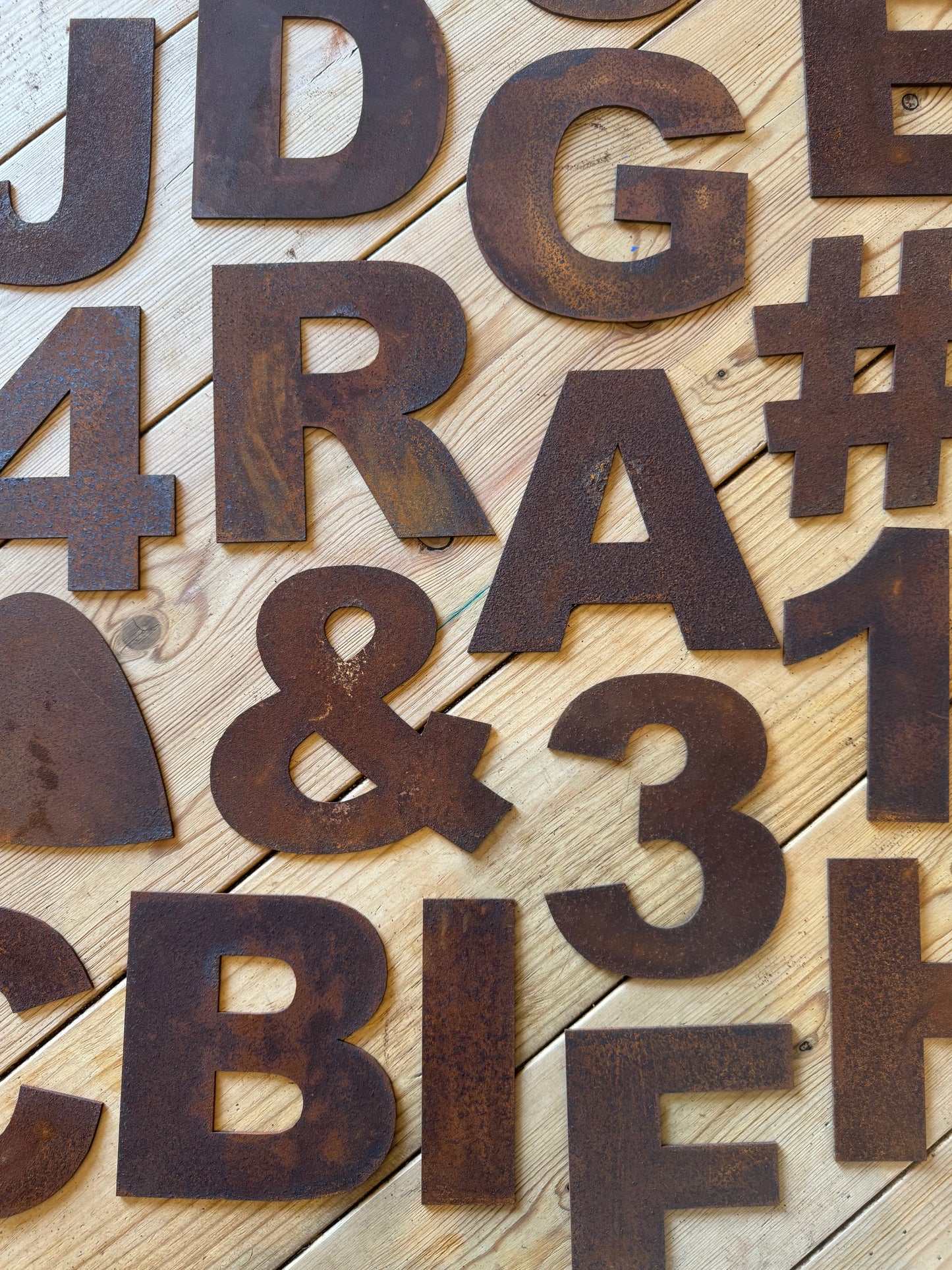 5” Rusty Metal Alphabet Letters A–Z | Fat Font Steel Lettering