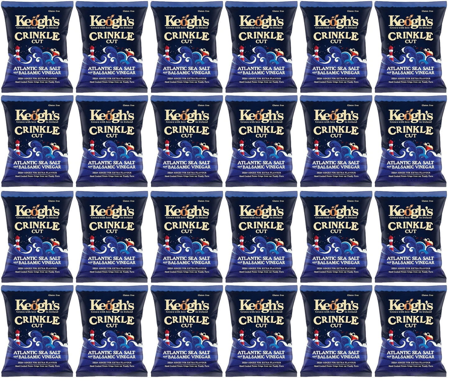 24 x Keogh's Crinkle Cut Atlantic Sea Salt And Balsamic Vinegar 45G
