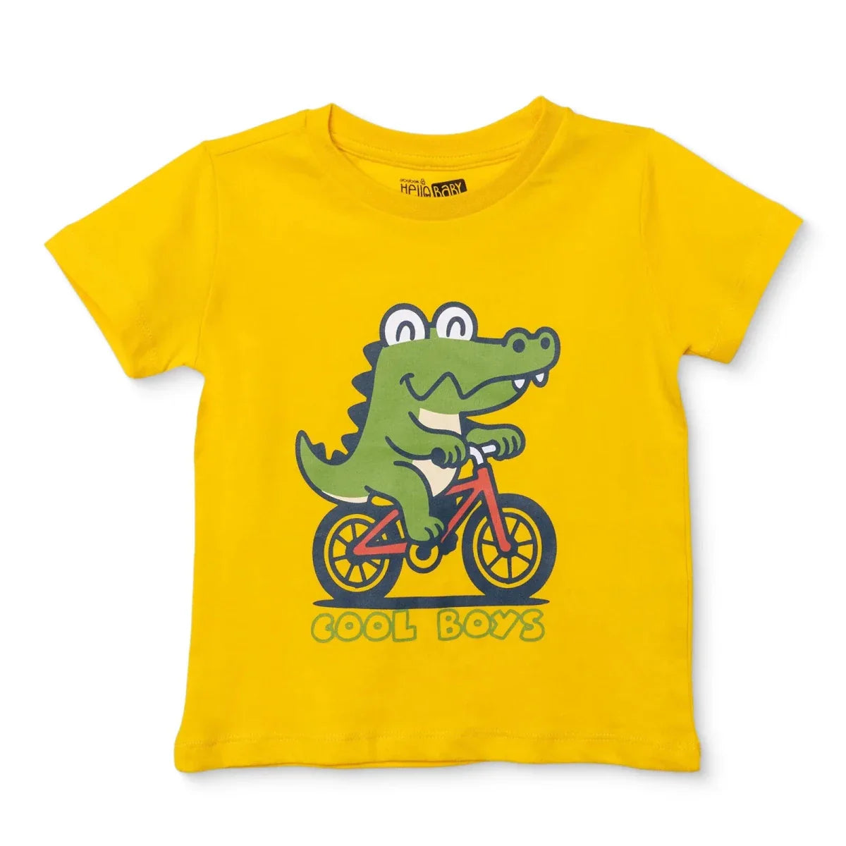 HelloBaby Boys T-shirt Animal Print Crew Neck Short Sleeve - Yellow