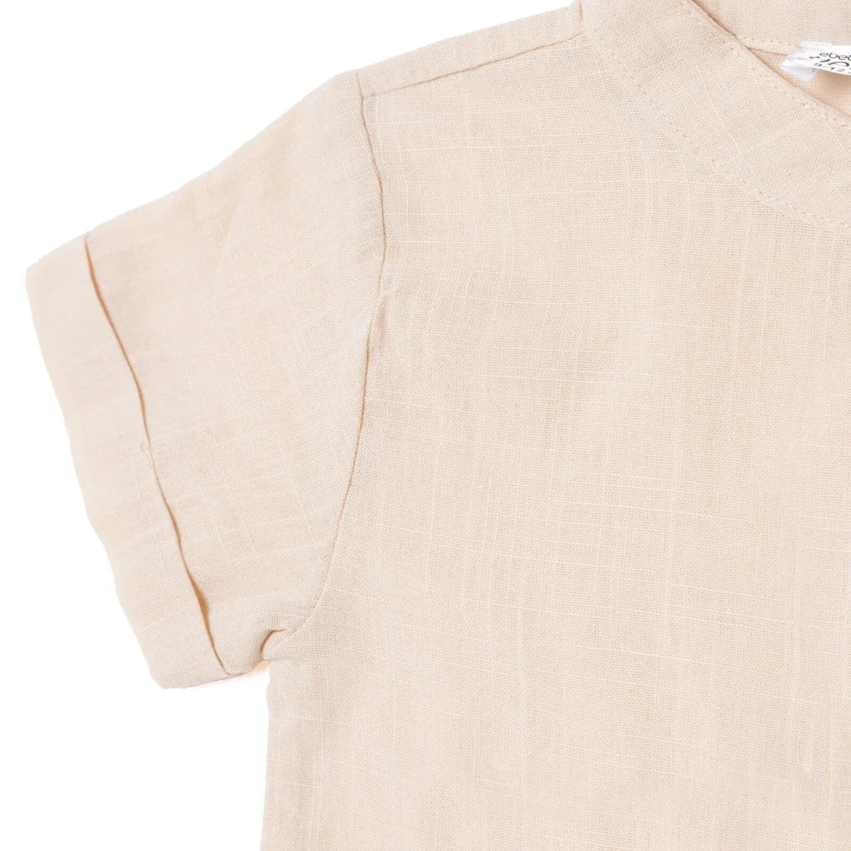 HelloBaby Boys Shirt Nautical Print Buttoned Little Sailor Mandarin Collar Long Sleeve - Beige
