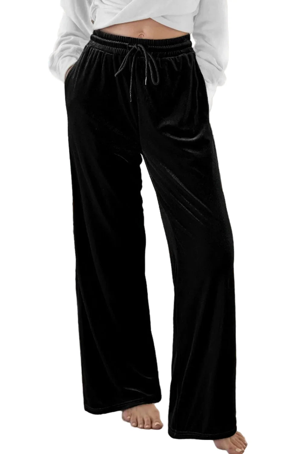 Drawstring Waist Wide Leg Active Pants