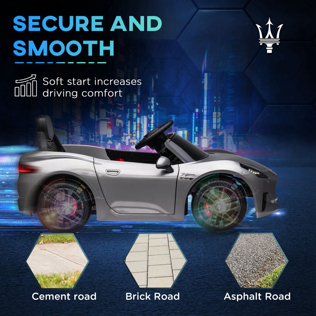 AIYAPLAY 12V Kids Electric Car, Maserati Turismo Folgore Lincesed Ride on