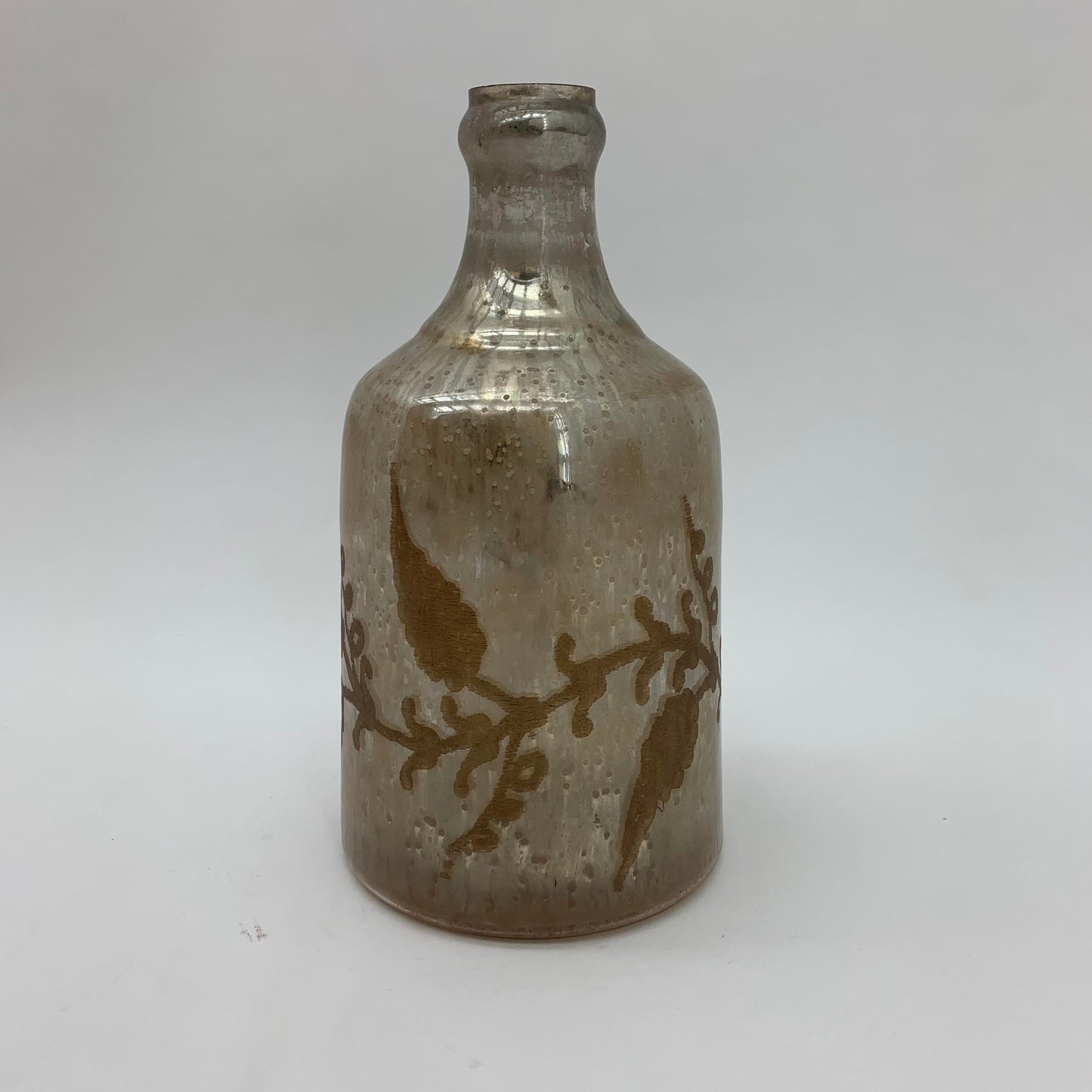 11" ANTIQUE SILVER GLASS DECORATIVE VASE
