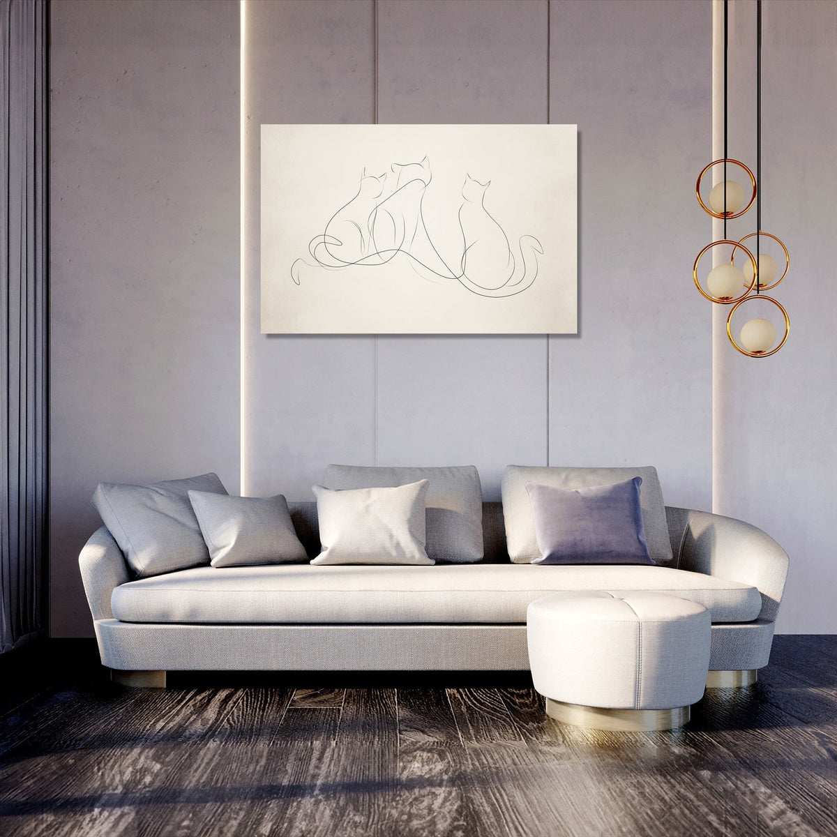Three Cats Wave Canvas
