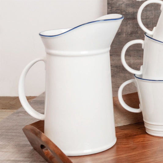 1L Farmhouse White Porcelain Water, Milk or Gravy Jug