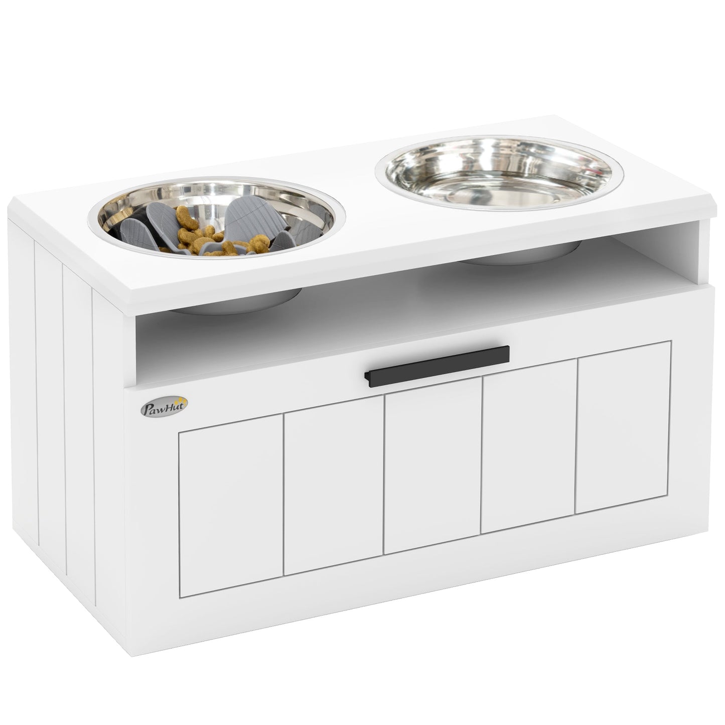 PawHut Raised Dog Bowl, Elevated Dog Bowls with Slow Feeder Dog Bowl