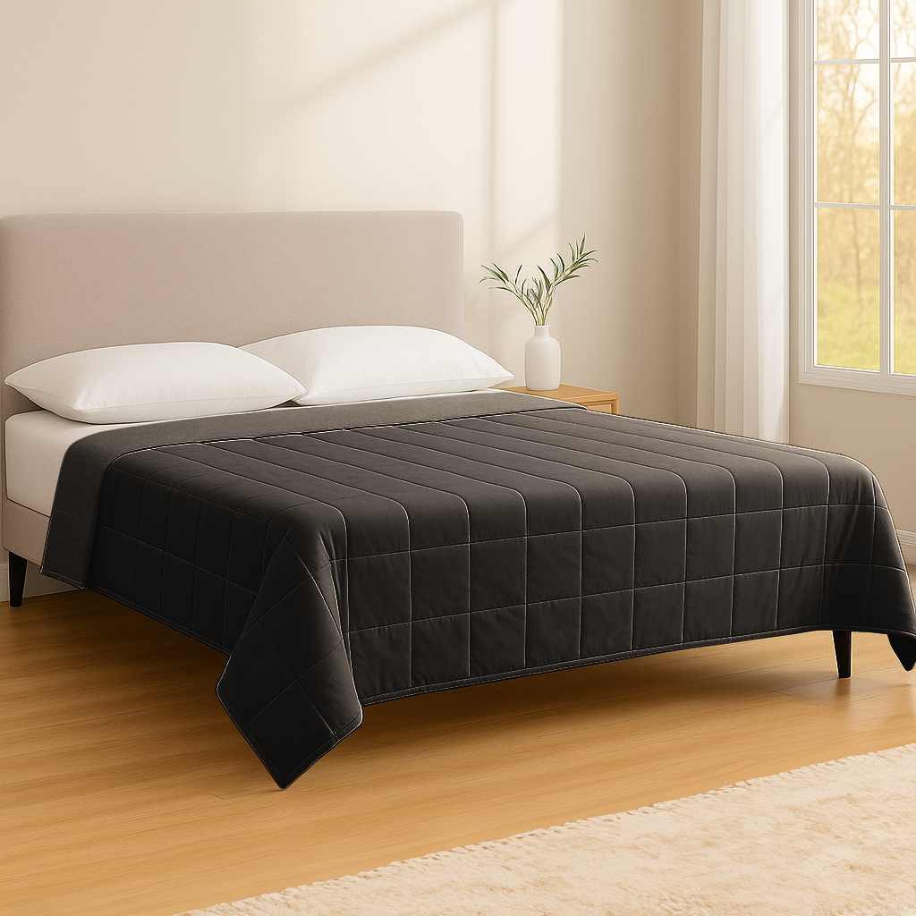 Weighted Blanket with Storage Bag - 150 x 200cm - 8kg - Black