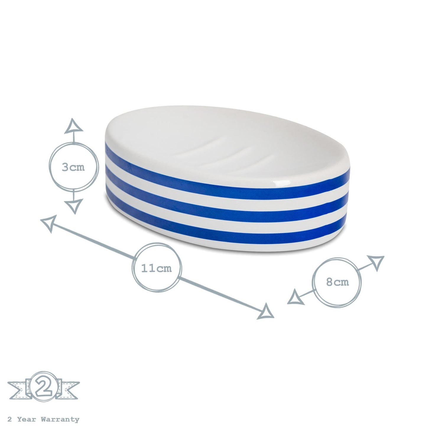 Blue Striped Ceramic Soap Dish