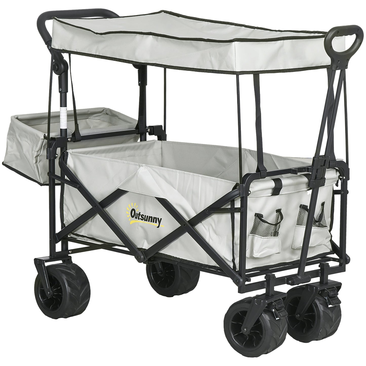 Outsunny Outdoor Push Pull Wagon Stroller Cart with Canopy Top