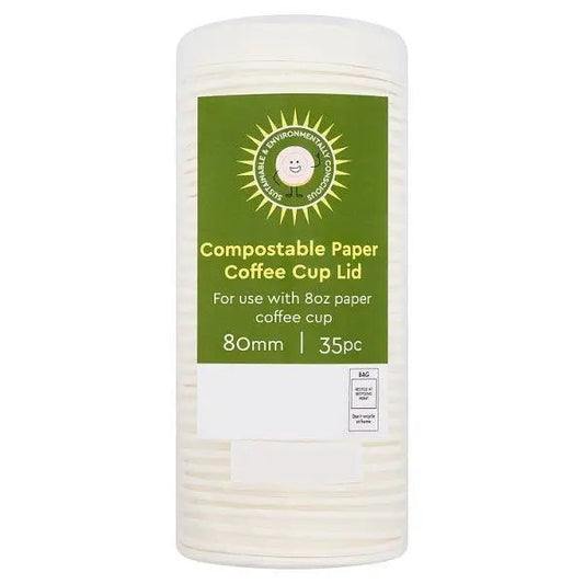 35 Compostable Paper Coffee Cup Lid 80mm
