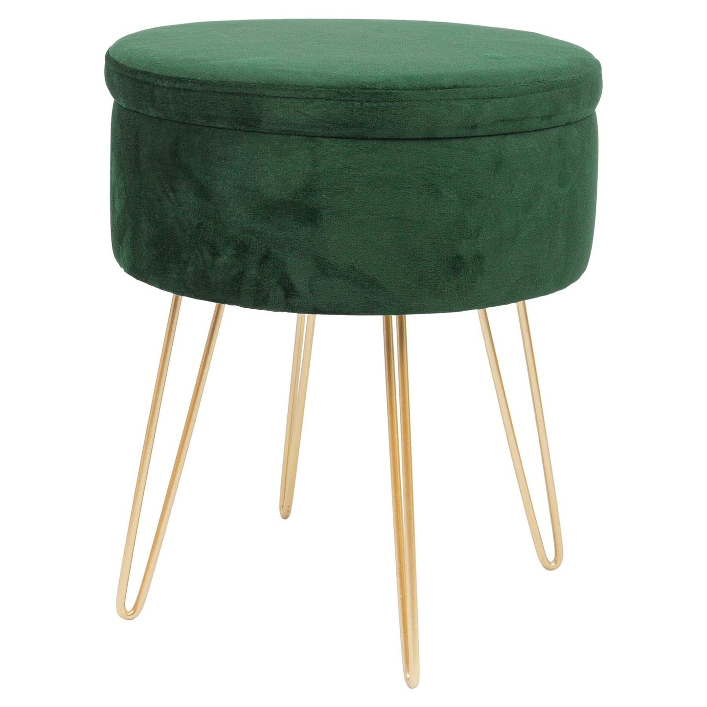 Green Round Velvet Storage Footstool