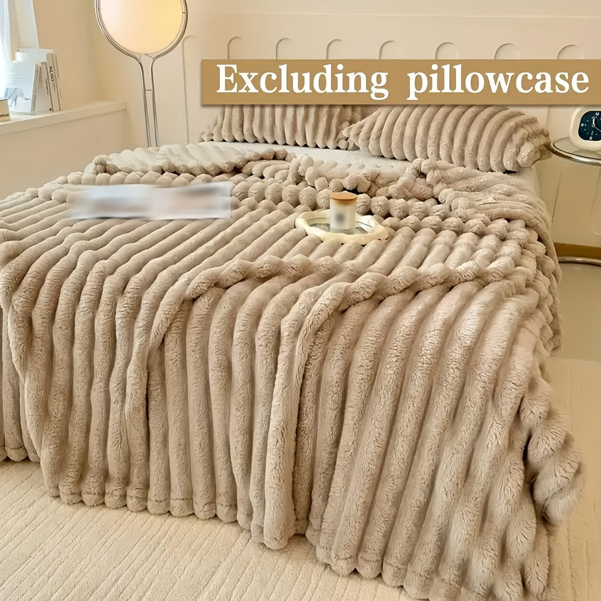 Luxurious Faux Rabbit Fur Double-Sided Throw Blanket - Warm, Soft & Cozy for Naps, Office, Outdoor Camping & Sofa Use - Machine Washable