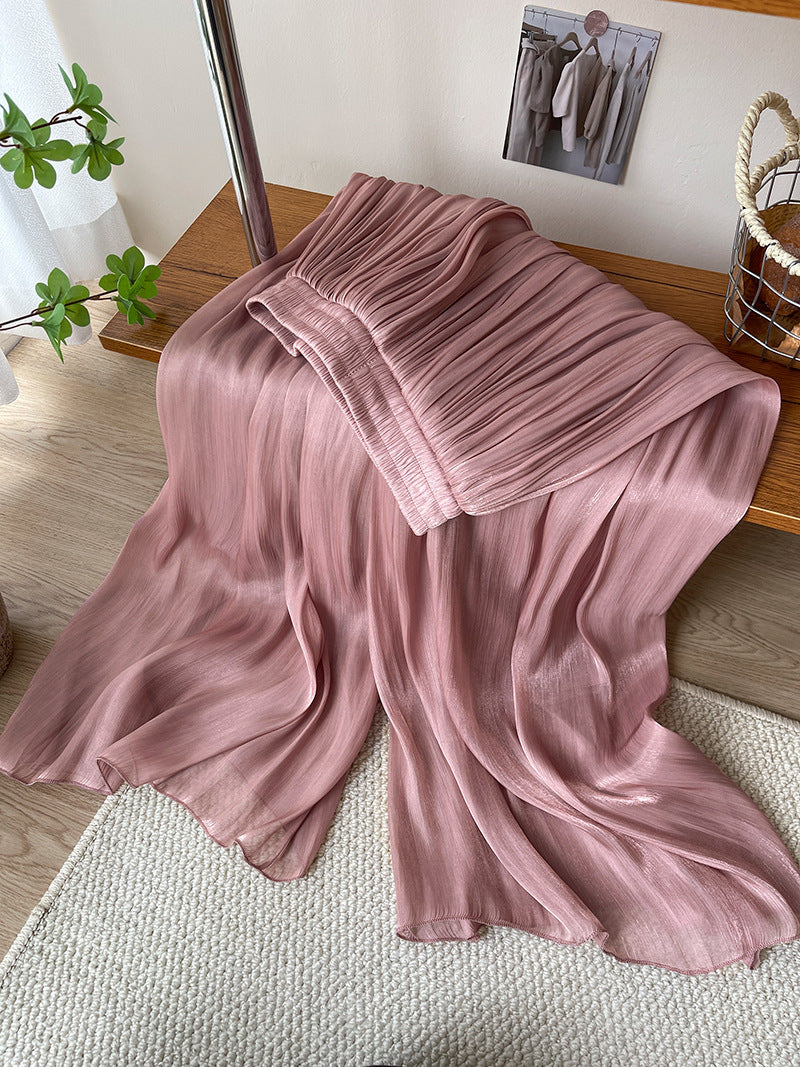 Women’s Elegant Ice Silk High Waist Long Pants