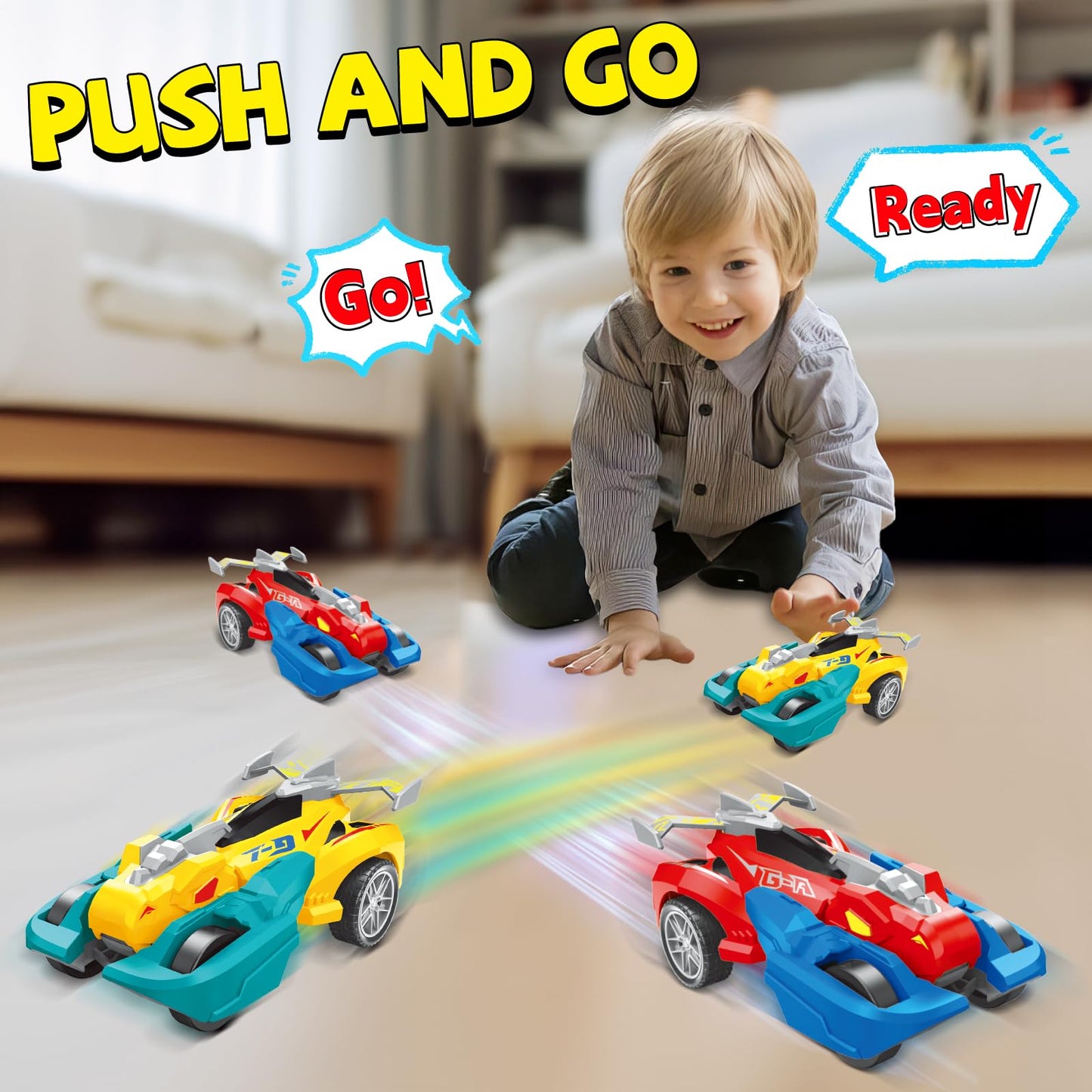365park Dinosaur Monster Truck Toys - 2 Pack Push & Go Cars for Ages 3-4