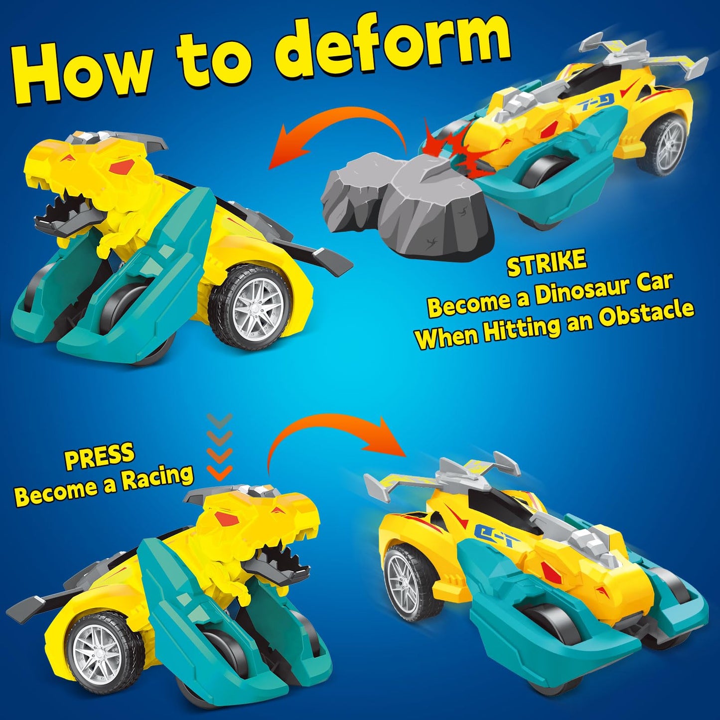 365park Dinosaur Monster Truck Toys - 2 Pack Push & Go Cars for Ages 3-4