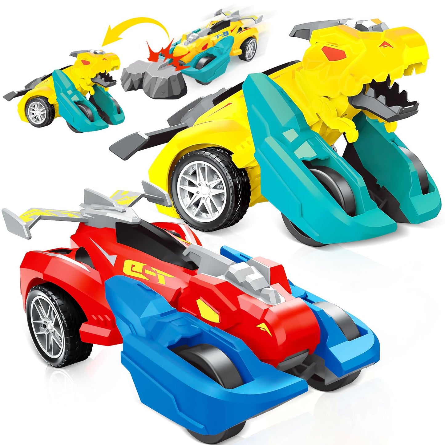 365park Dinosaur Monster Truck Toys - 2 Pack Push & Go Cars for Ages 3-4