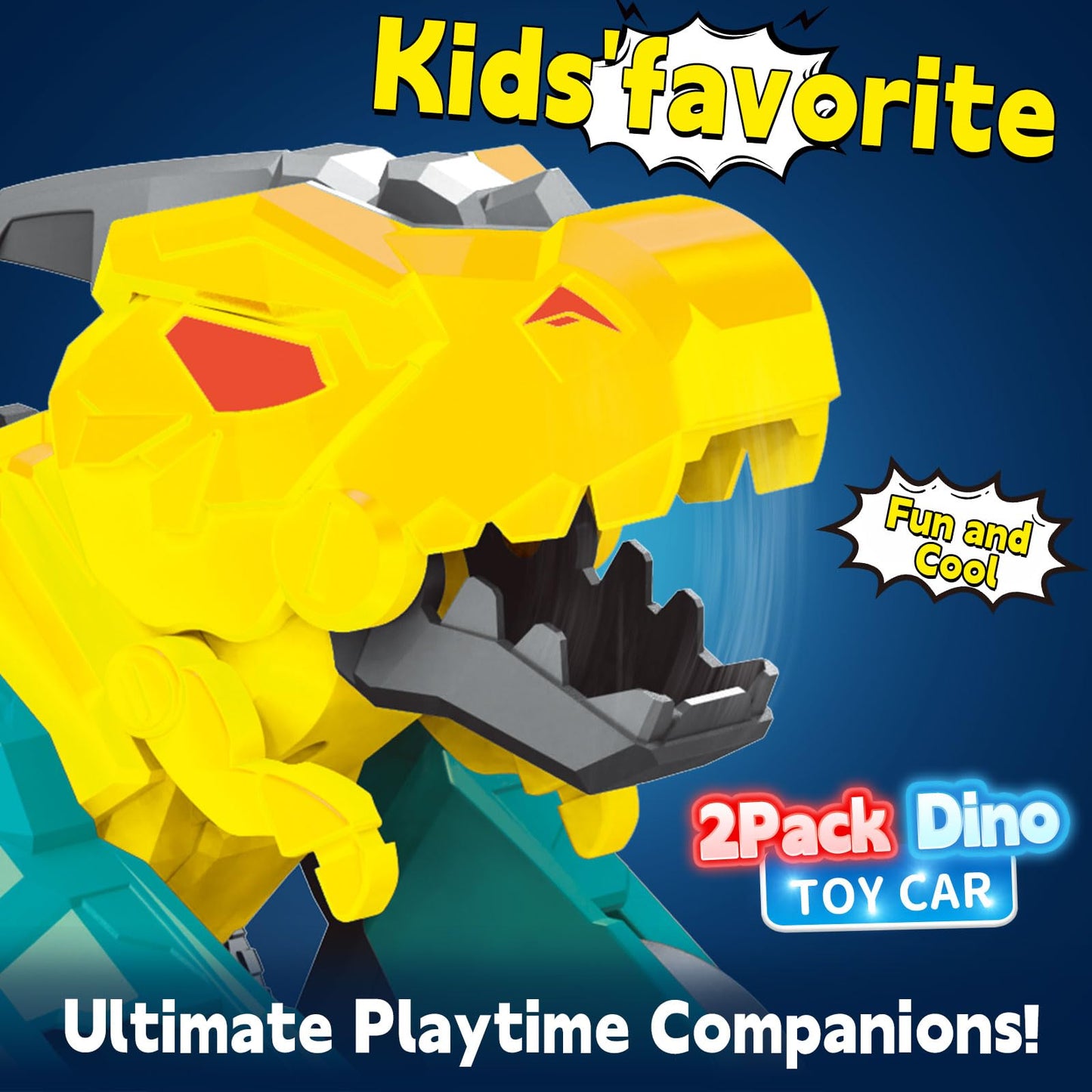 365park Dinosaur Monster Truck Toys - 2 Pack Push & Go Cars for Ages 3-4
