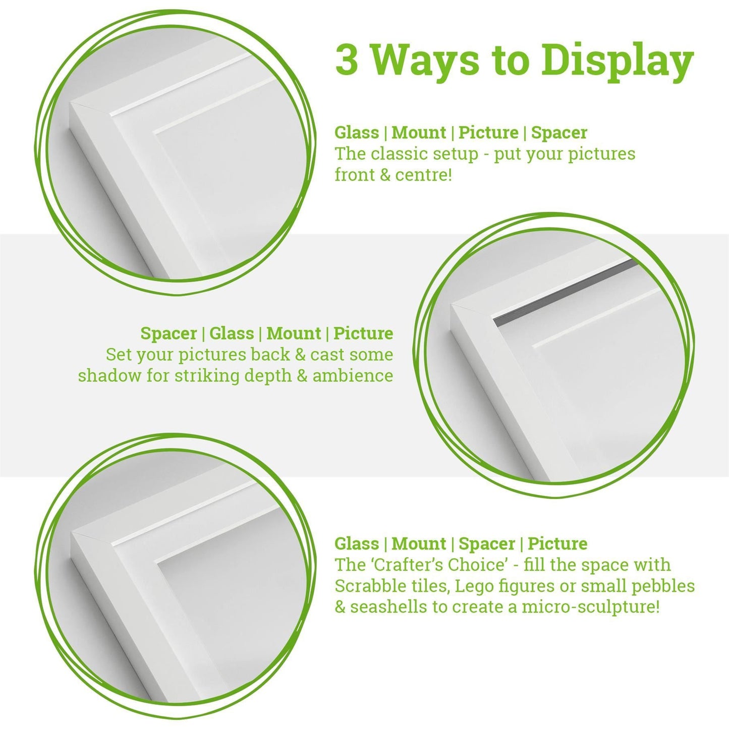 Grey A4 (8" x 12") 3D Shadow Box Frame with A5 Mount
