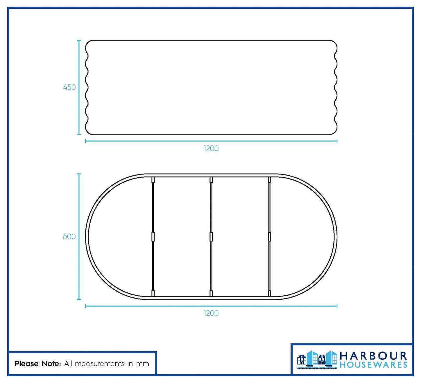 Rounded Raised Garden Bed - 120cm x 60cm x 45cm