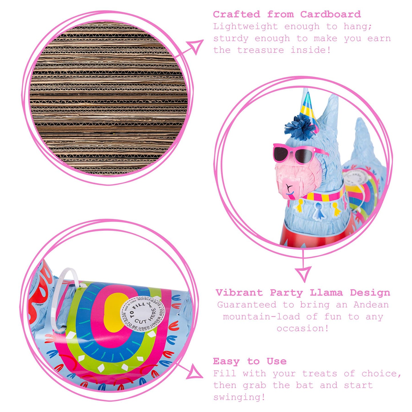 3pc Large Llama Pinata Set with Stick & Blindfold
