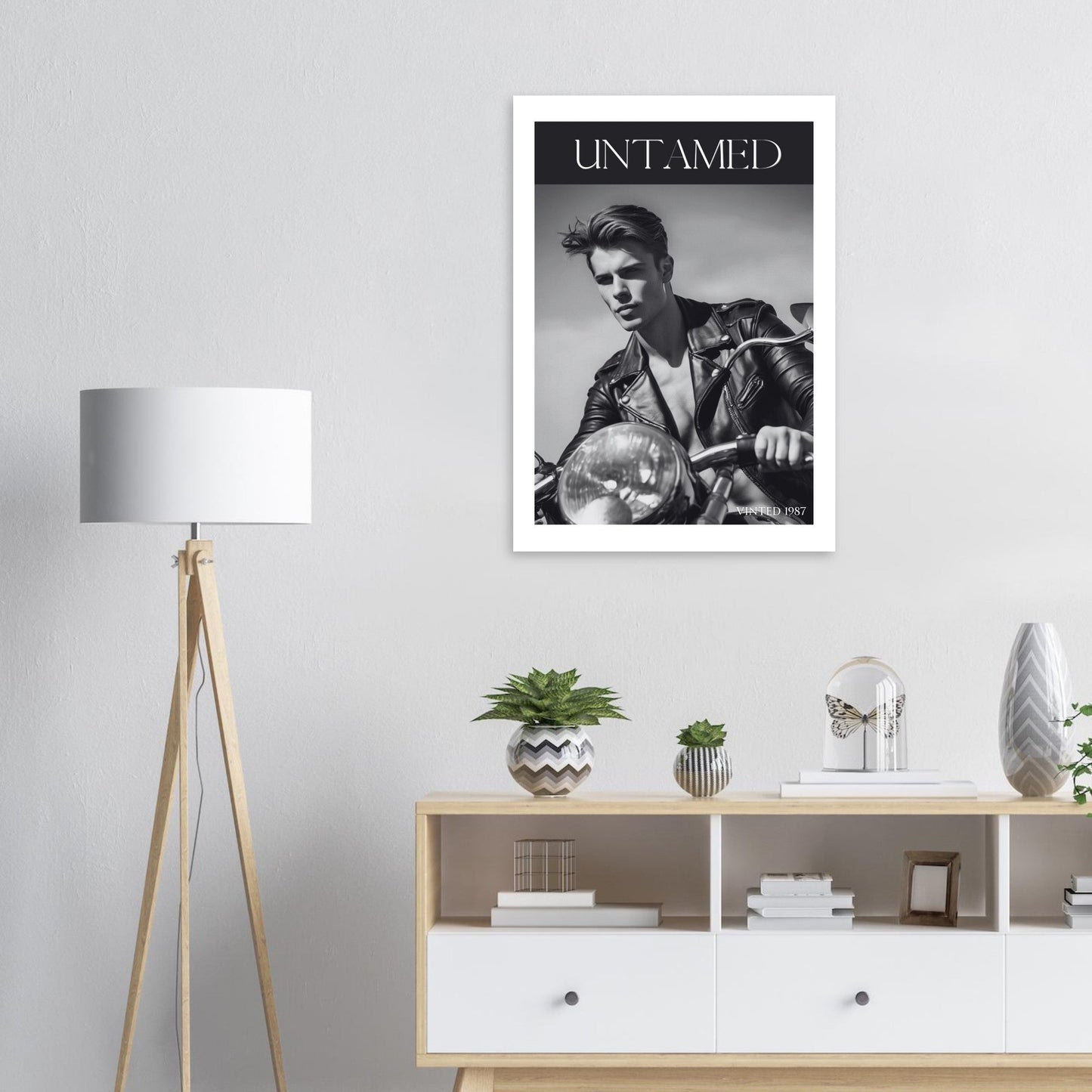 Untamed Retro Motorcycle Poster - Black & White Wall Art for Cool Spaces