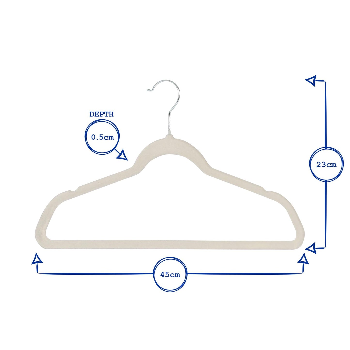 Non-Slip Velvet Hangers - 45cm - Pack of 25