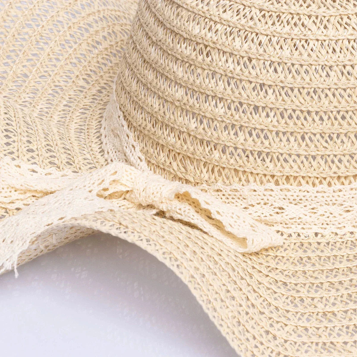 HelloBaby Mom Straw Ribbon Hat - Ecru