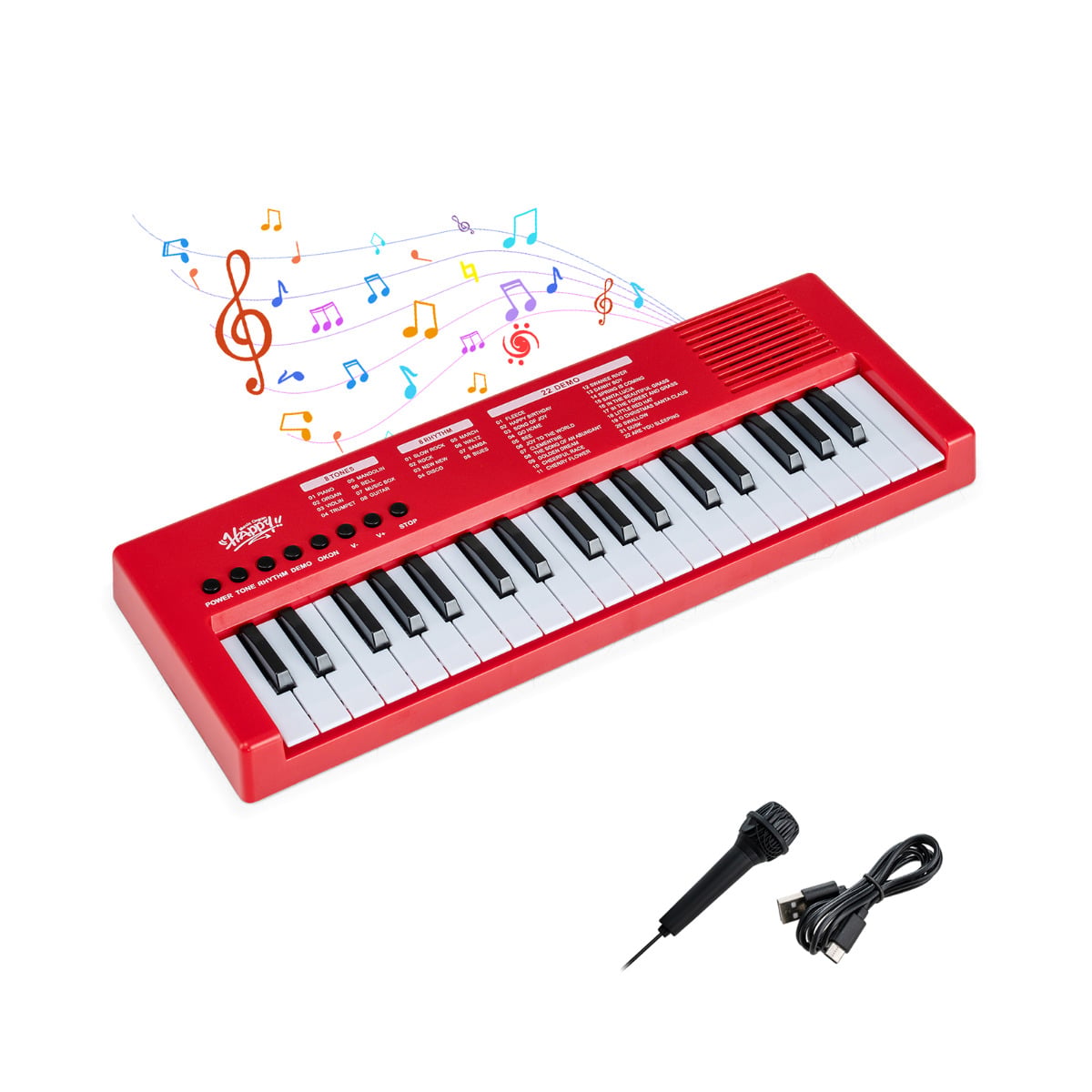 37 Keys Kids Piano Keyboard with Microphone Portable Electric Piano for Toddlers-Black