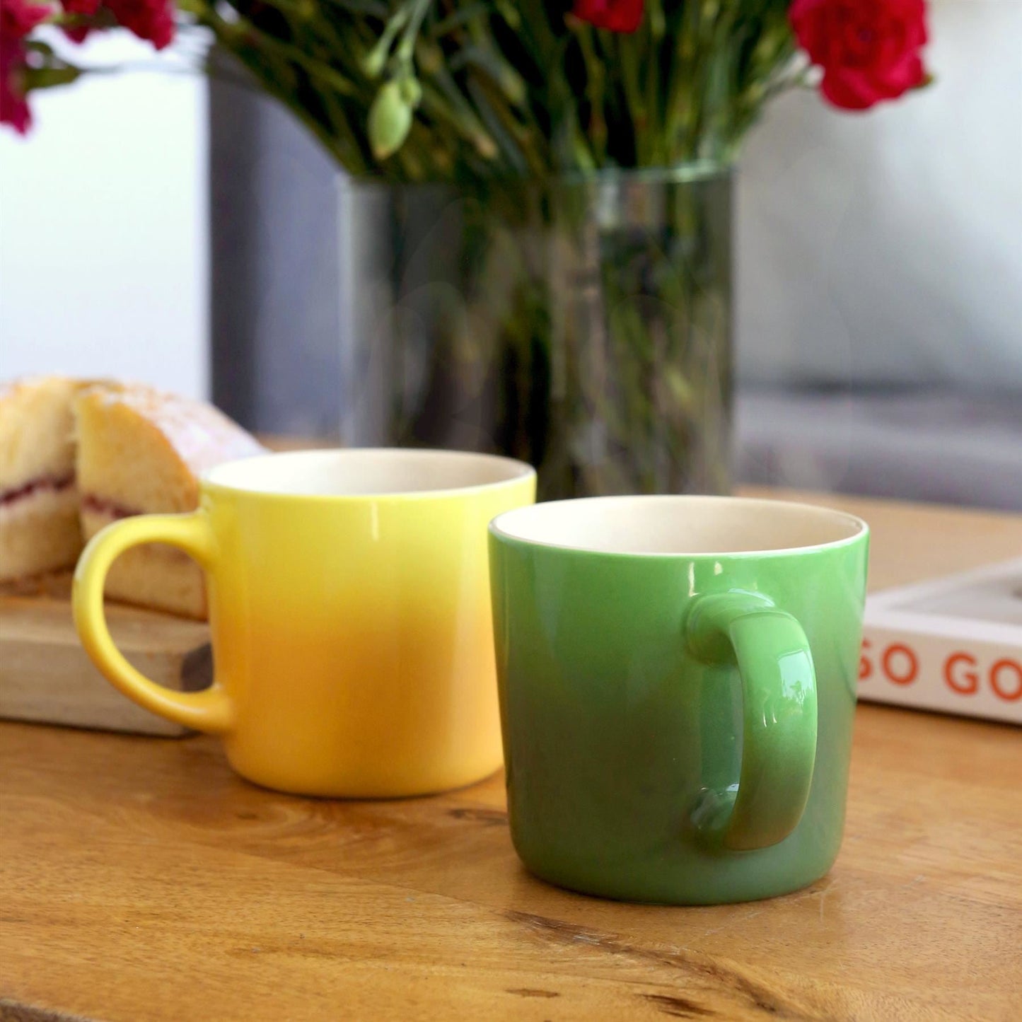 330ml Green New Bone China Ombre Mugs - Pack of Six