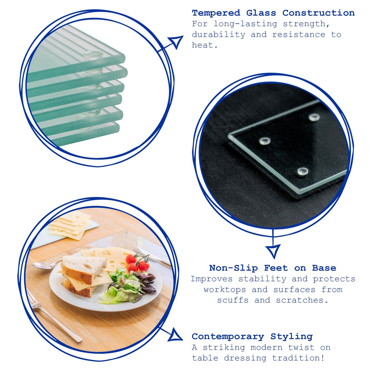 12pc 40cm x 30cm Glass Placemats & Coasters Set