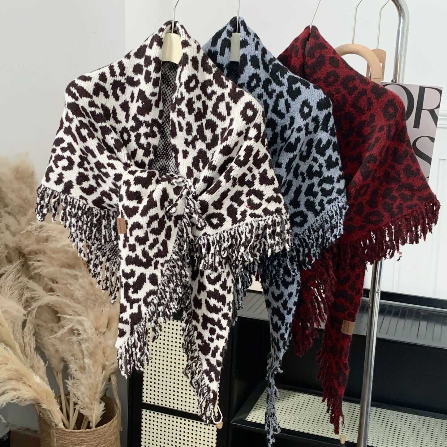 Leopard Print Fringe Scarf - Luxe Two-in-One Shawl & Wrap