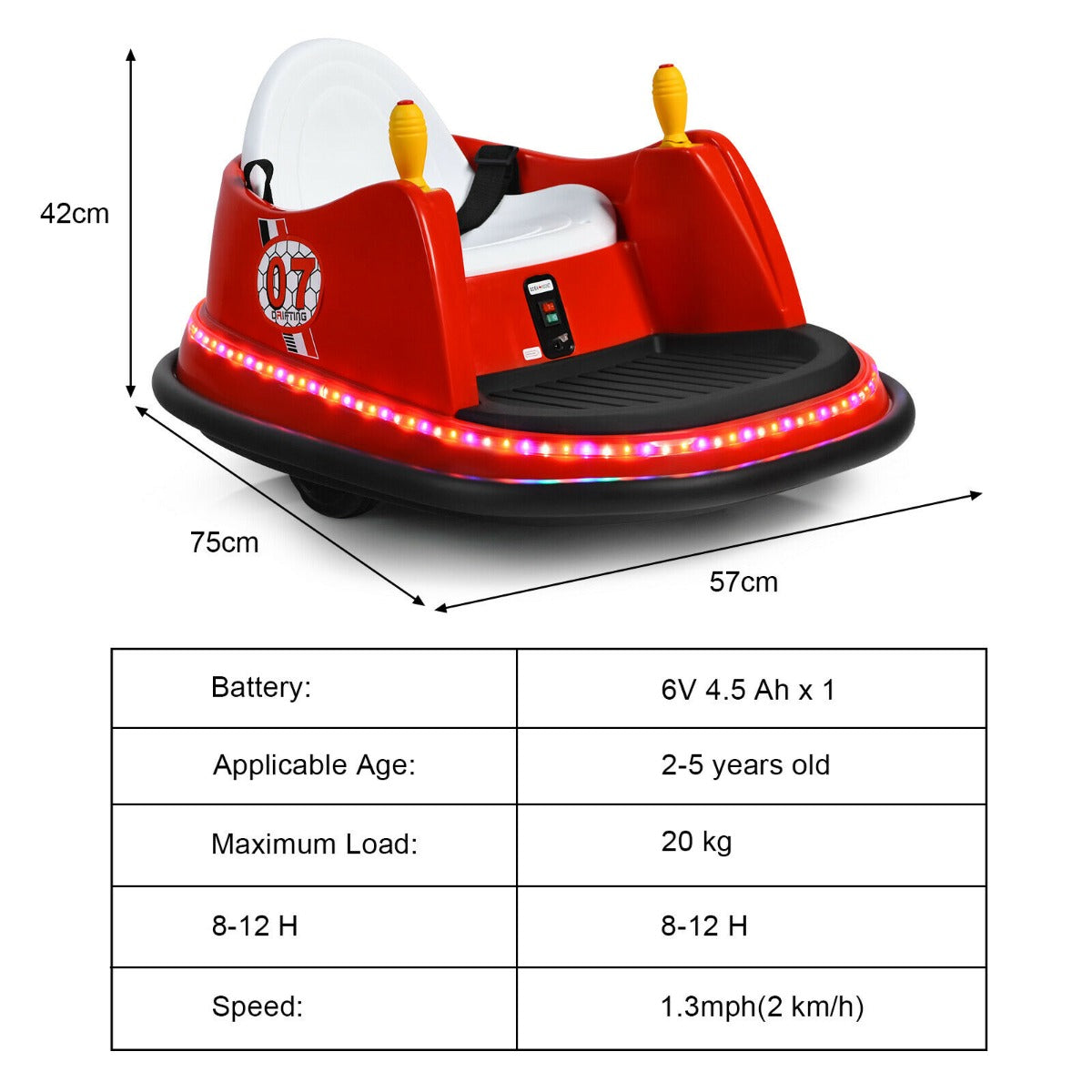 Kids Ride-On Bumper Car with Colorful Flashing Lights and Music-Green