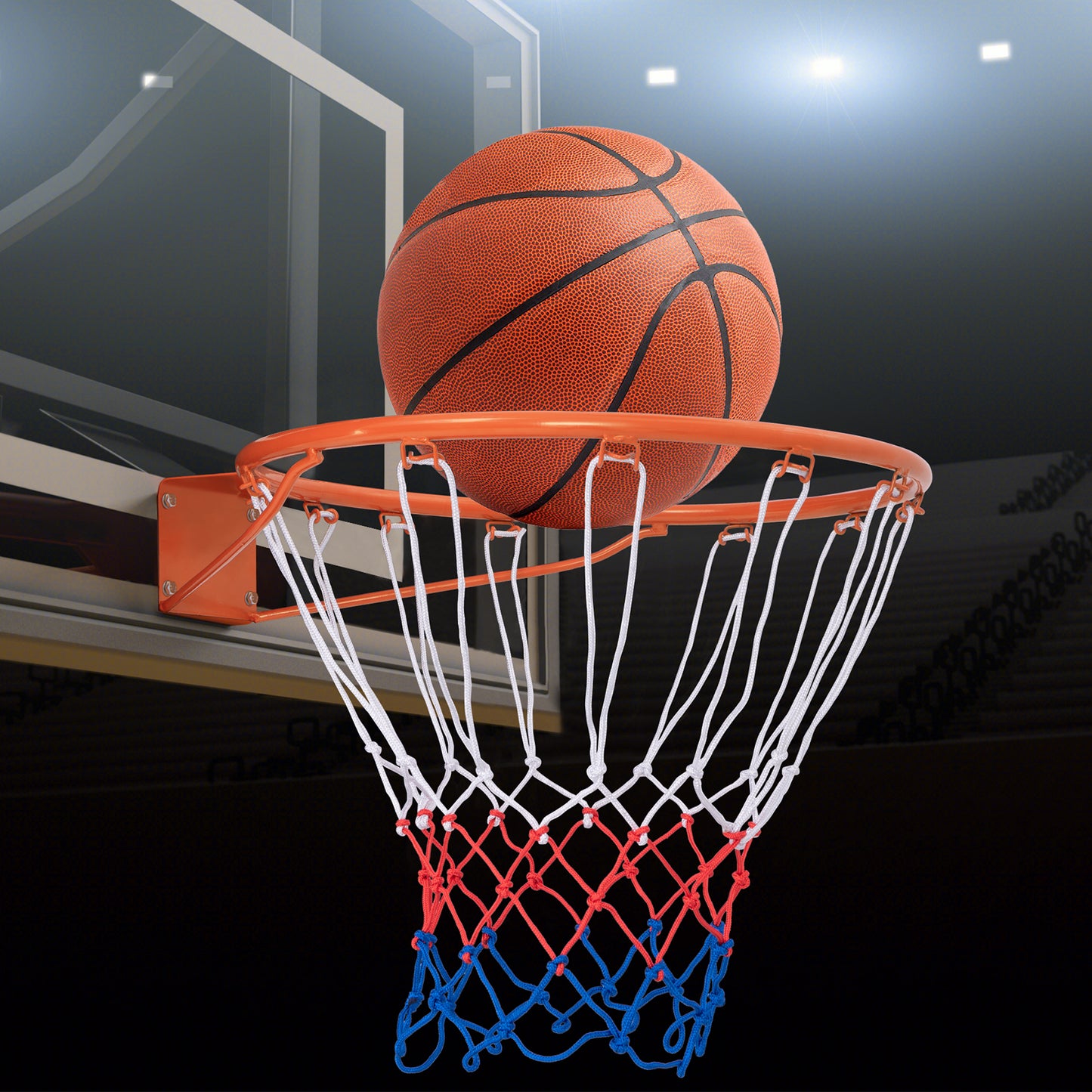 38 cm Heavy Duty Basketball Rim with All Weather Net and Mounting Hardware-Black