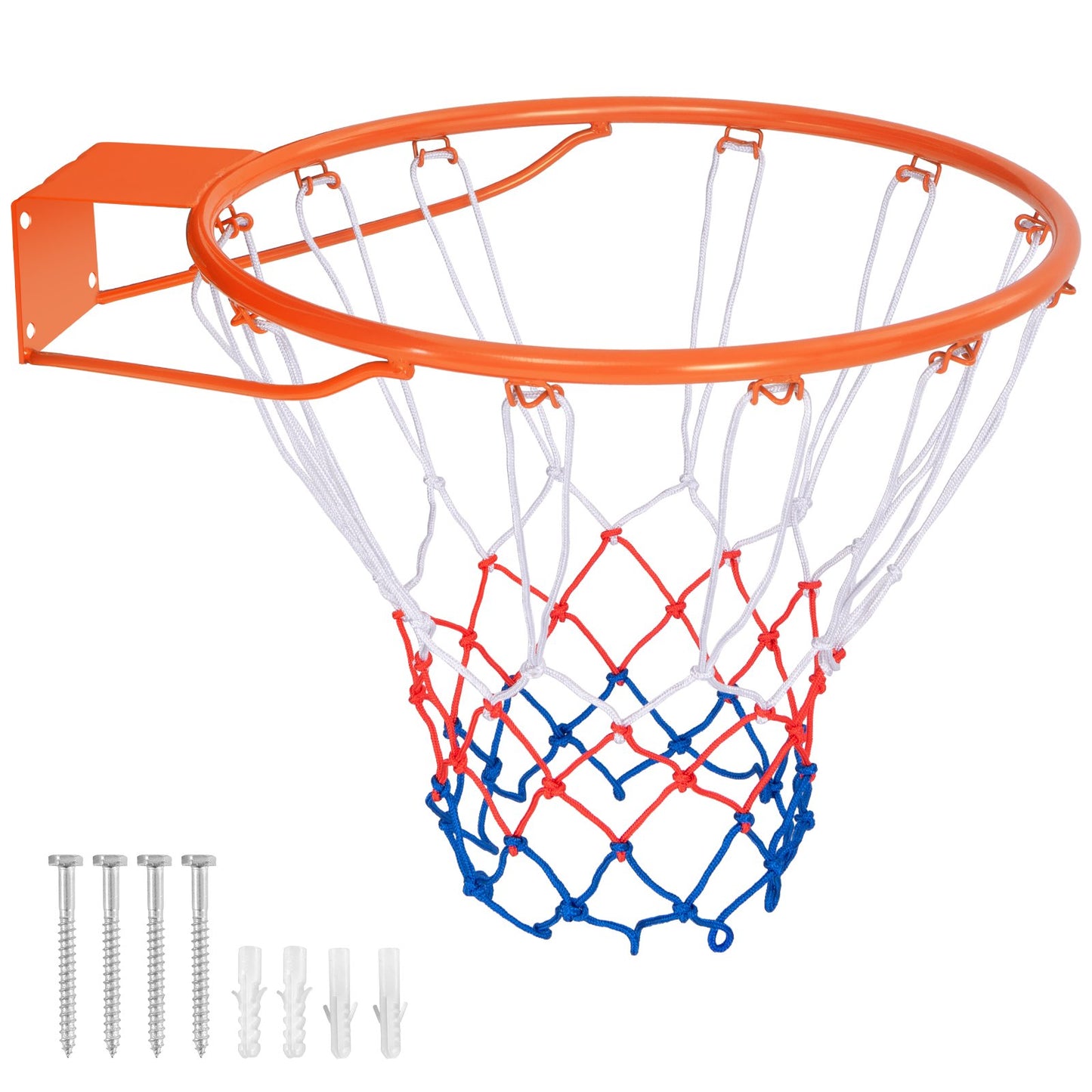 38 cm Heavy Duty Basketball Rim with All Weather Net and Mounting Hardware-Black
