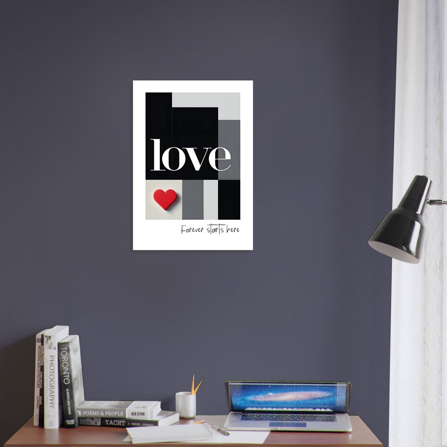 Minimalist Romantic Wall Art - Forever Starts Here Love Poster