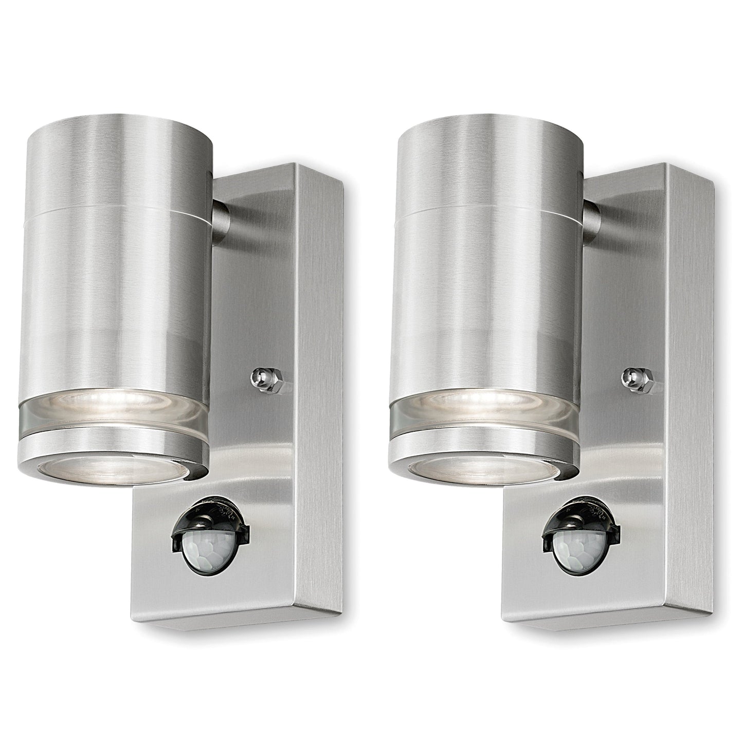 4lite Marinus GU10 Single Direction Outdoor Wall Light with PIR - Stainless Steel