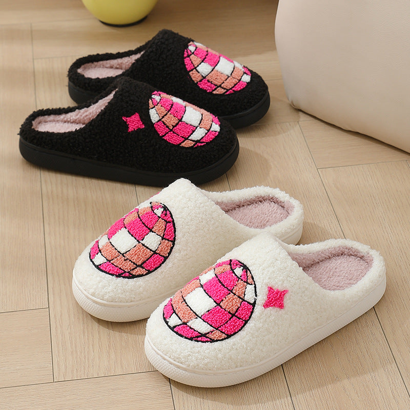 Comfortable Home Warm Cartoon Embroidered Balloon Cotton Slippers