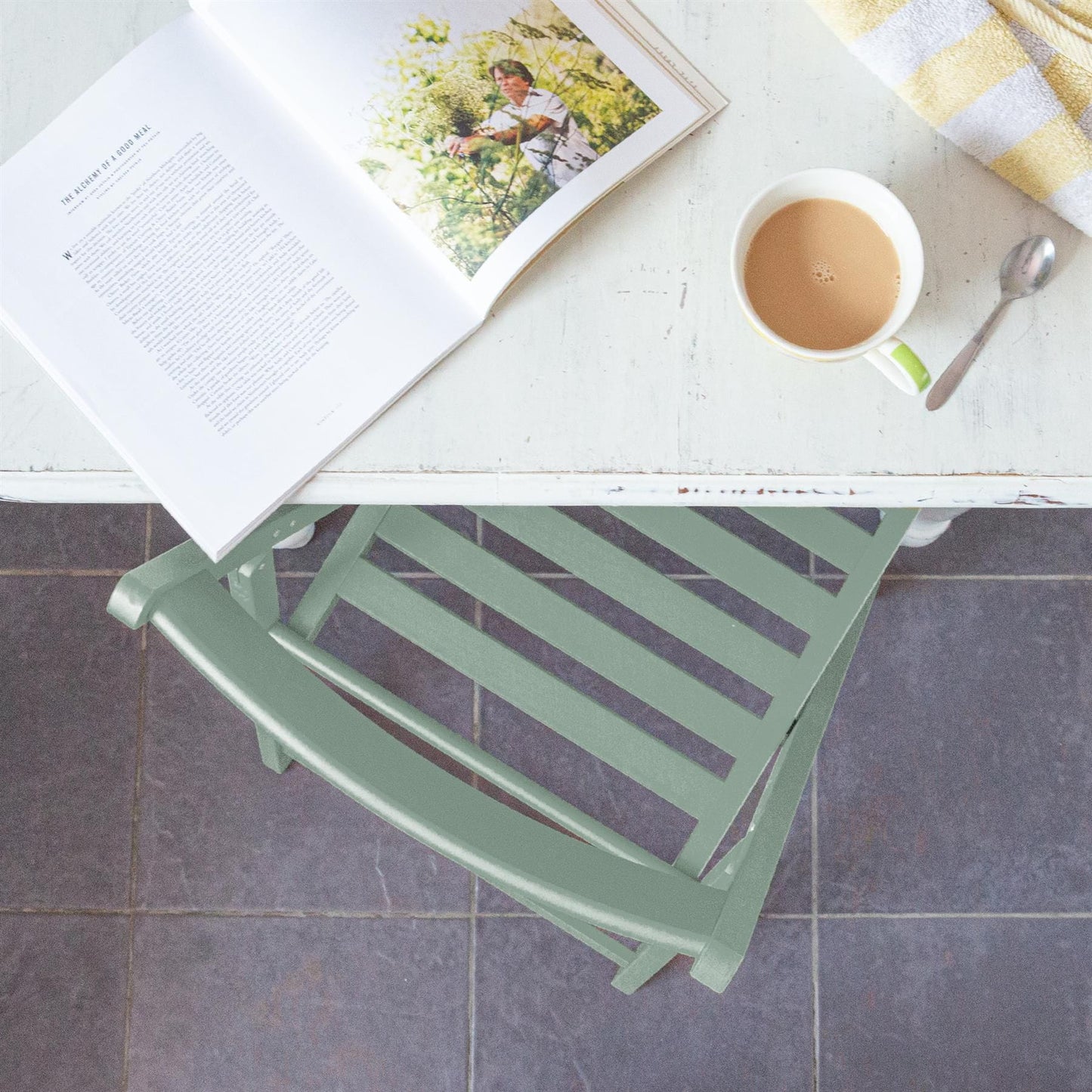 Sage Green Beech Wood Folding Chair