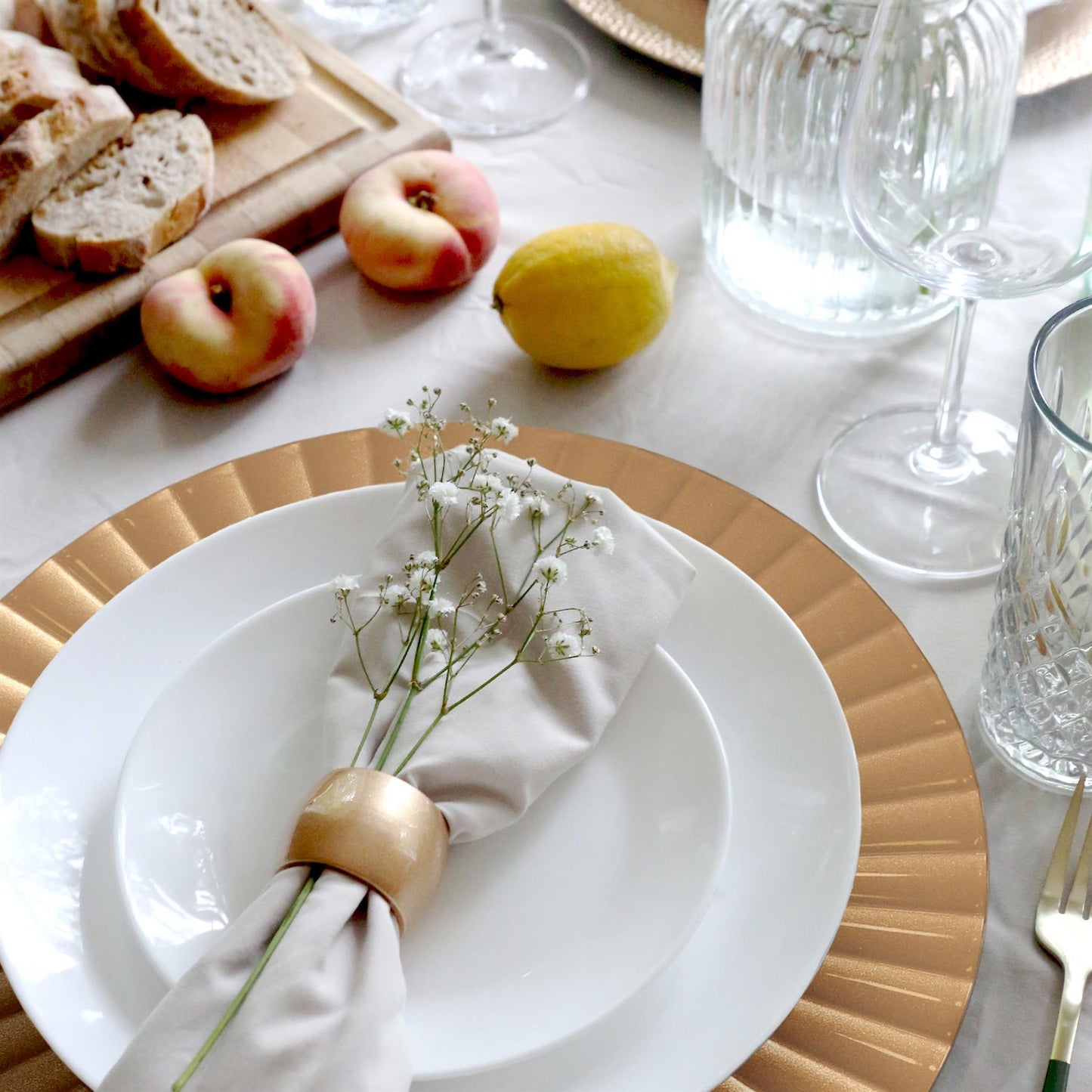 12pc Round Fluted Charger Plates Set - 33cm