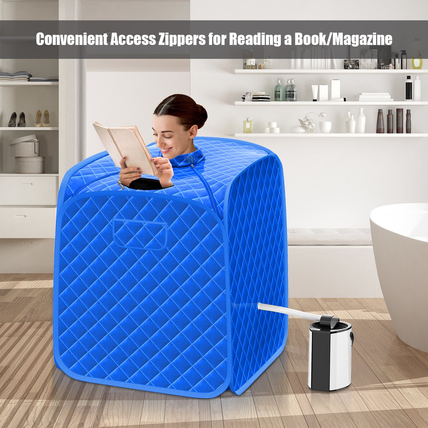 3L Folding Personal Spa Steam Pot with Chair-Black