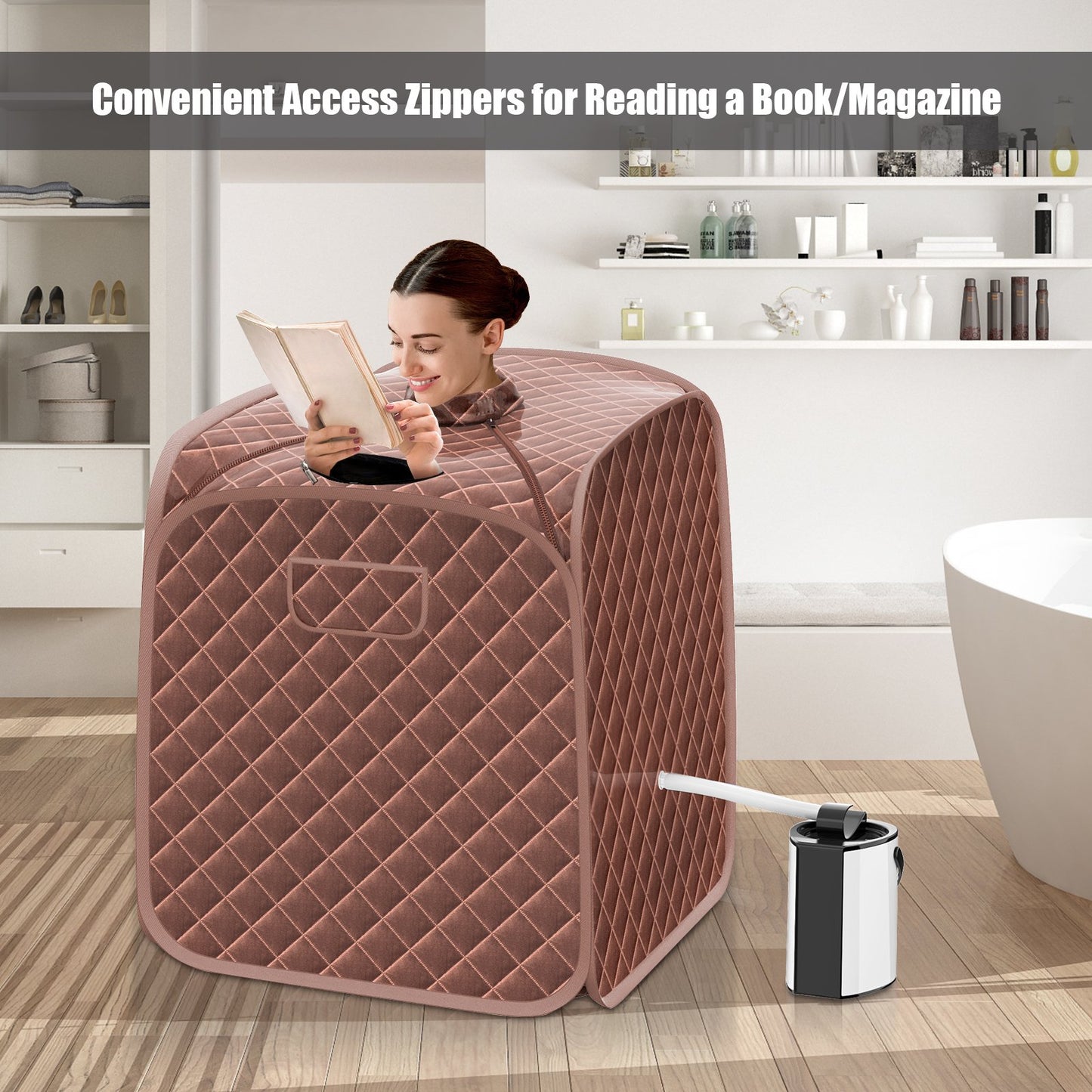 3L Folding Personal Spa Steam Pot with Chair-Black