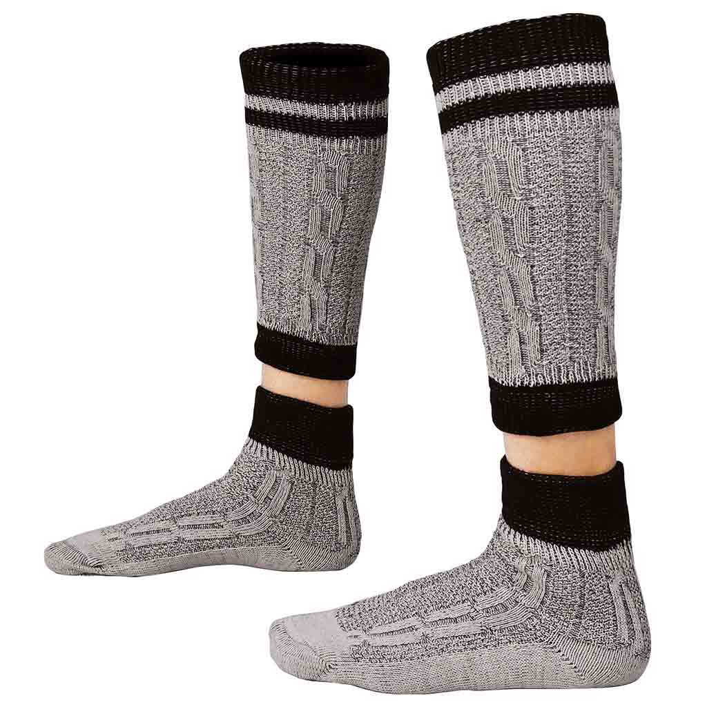 Traditional Bavarian Two-Piece Socks – Rustic Striped Oktoberfest Lederhosen Socks
