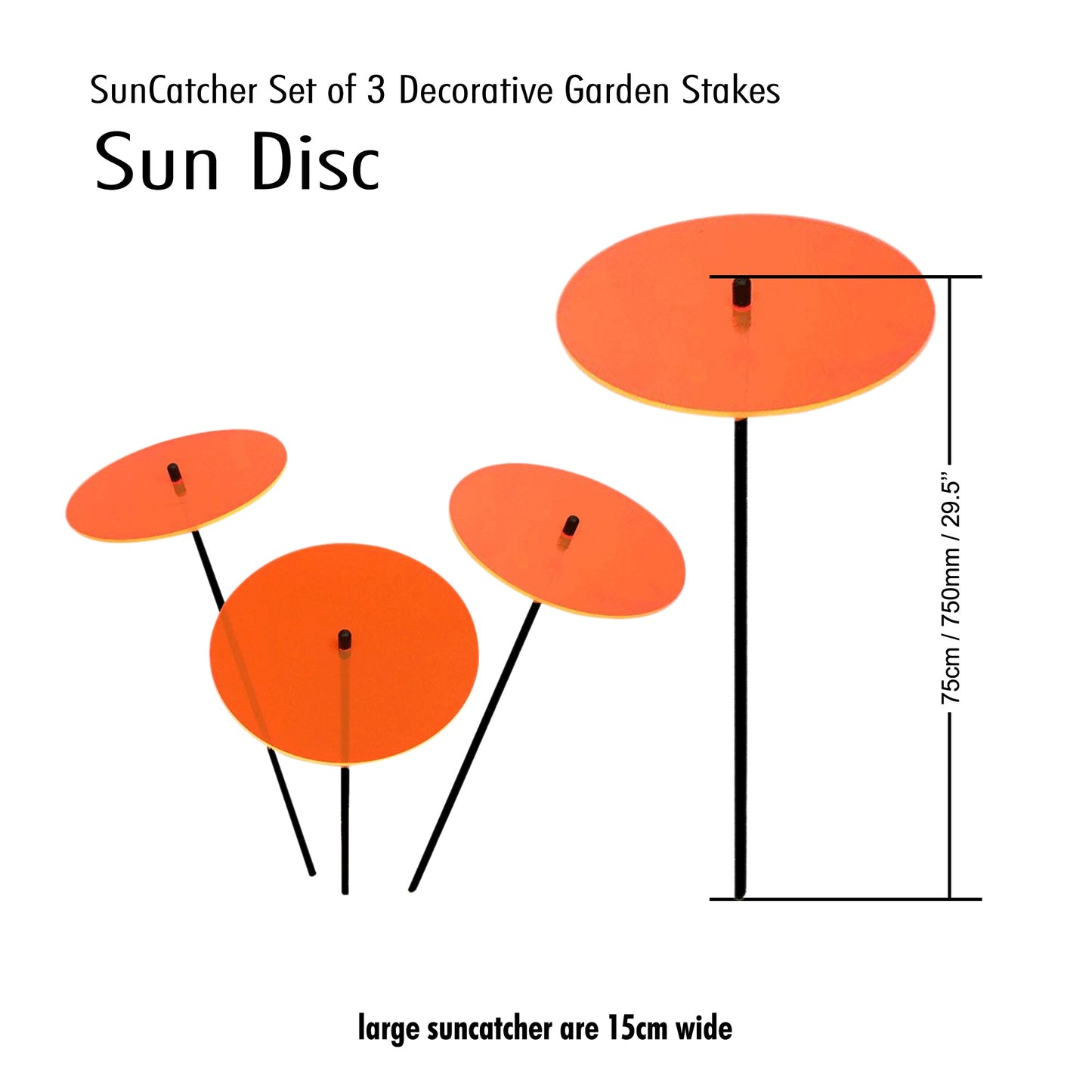 Large Garden Decor Ornaments Set of 3 'Sun Discs'