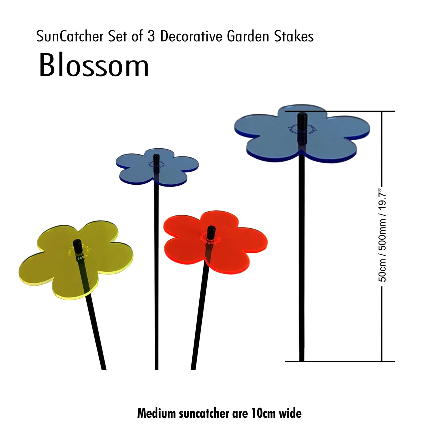 Garden Décor Ornaments Set of 3 'Blossoms'