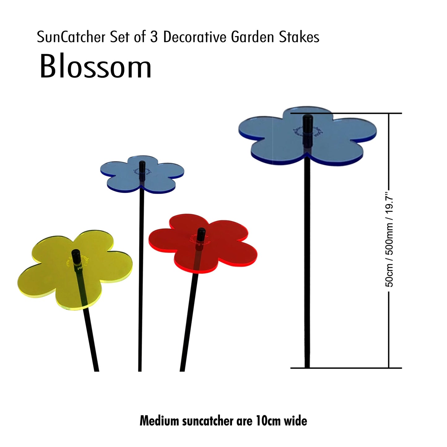 Garden Décor Ornaments Set of 3 'Blossoms'
