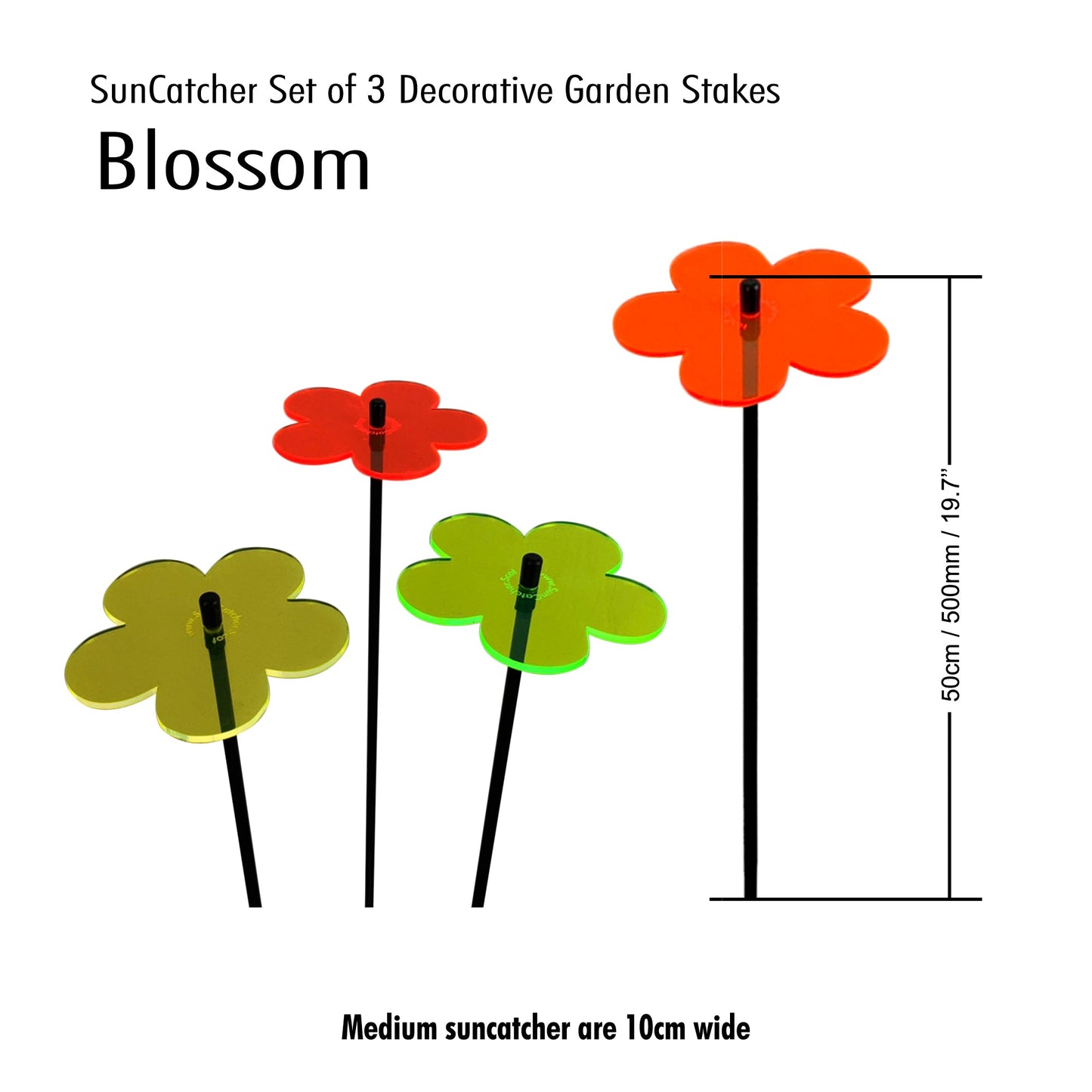 Garden Décor Ornaments Set of 3 'Blossoms'