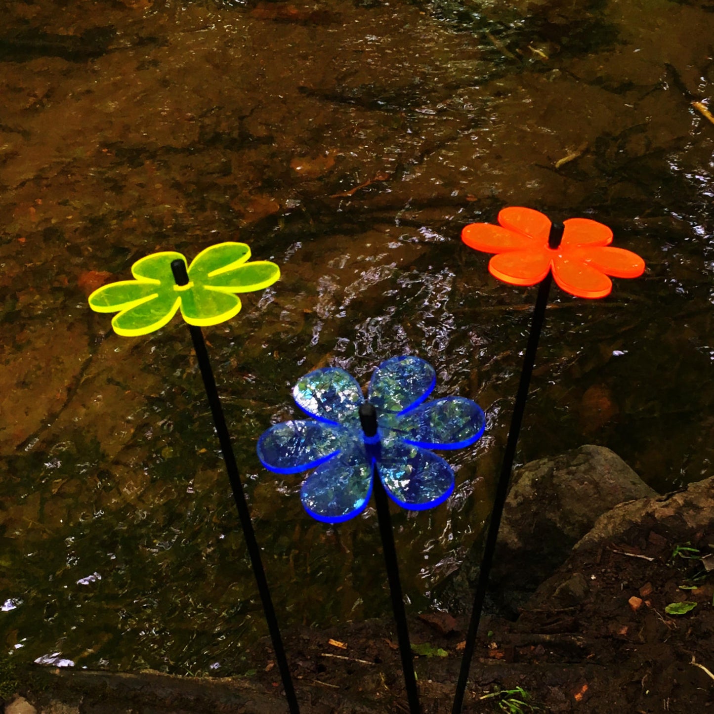 Garden Décor Ornaments Set of 3 'Daisies'